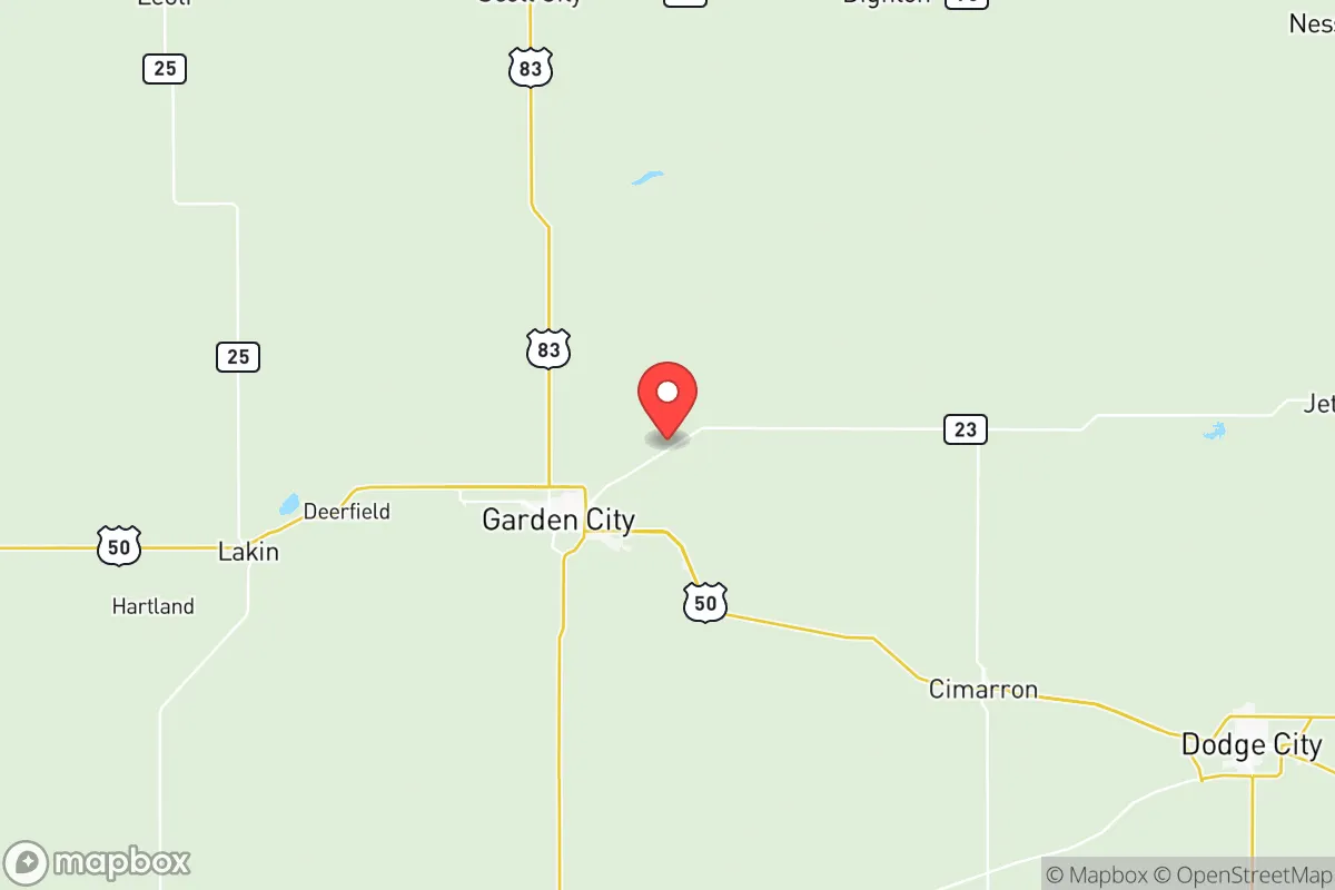 Map centered at 38.0443, -100.7373