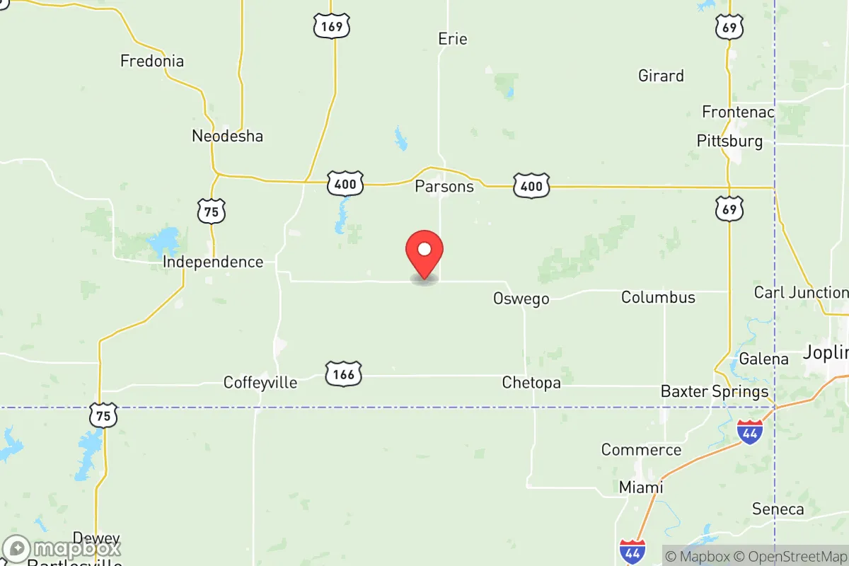 Map centered at 37.1912, -95.2976