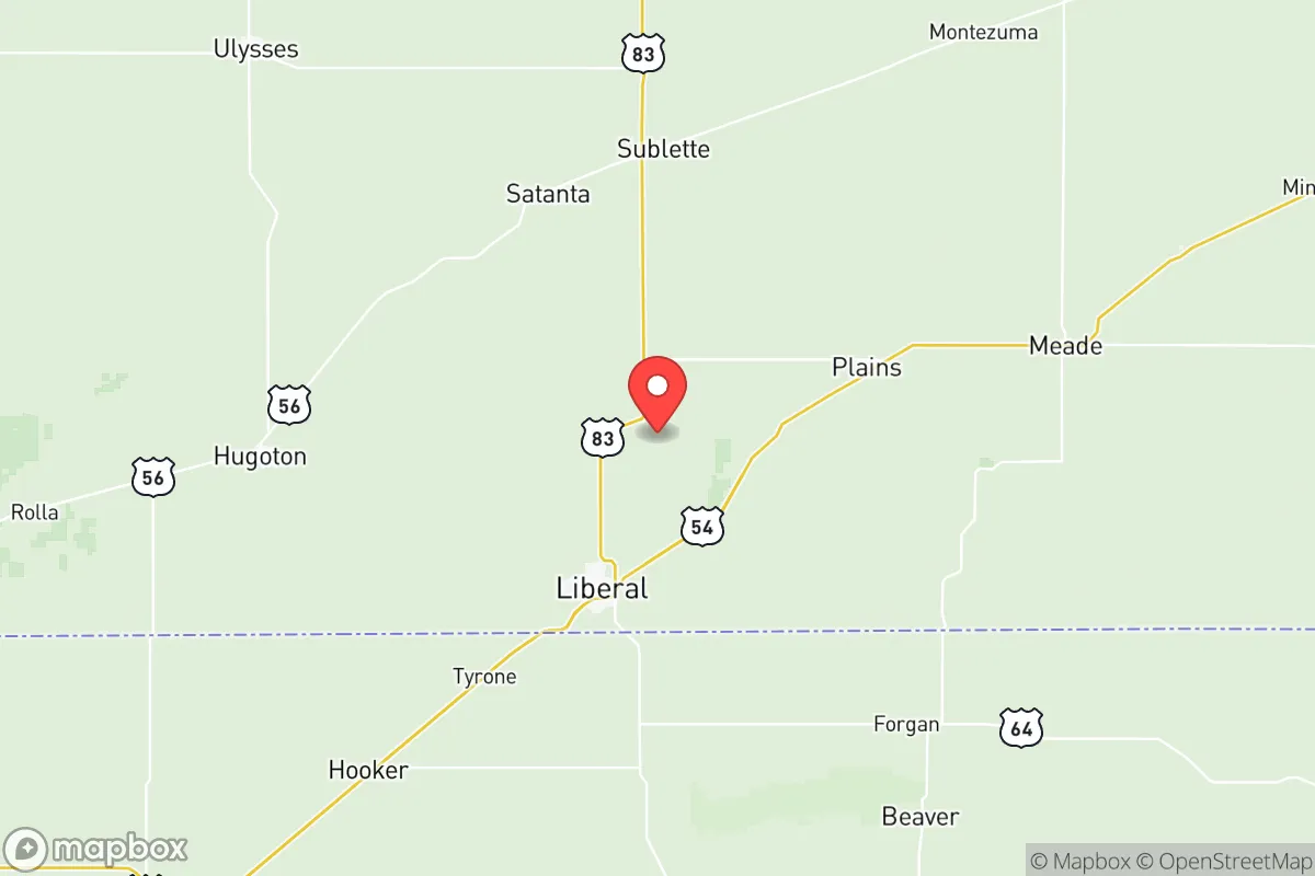 Map centered at 37.1932, -100.8513