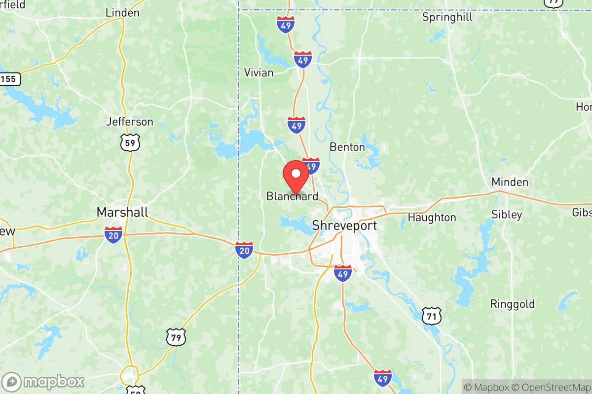 Map centered at 32.5802, -93.8822