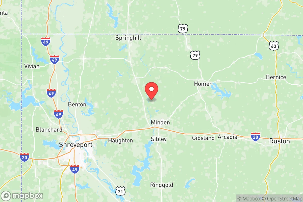Map centered at 32.7131, -93.3350