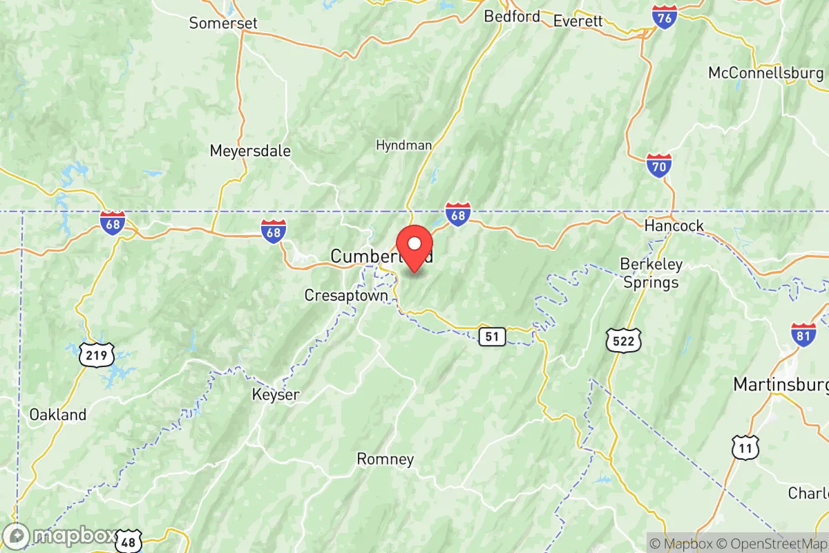 Map centered at 39.6216, -78.6977