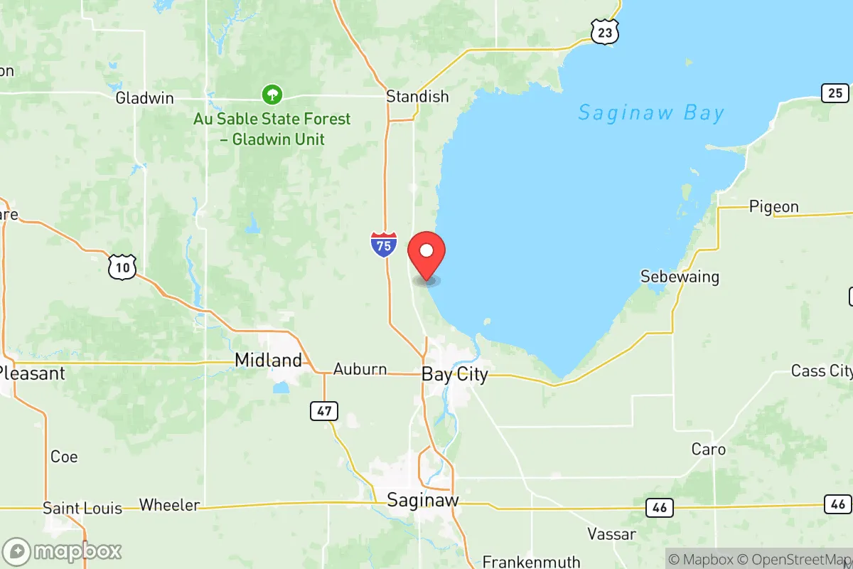 Map centered at 43.7212, -83.9417