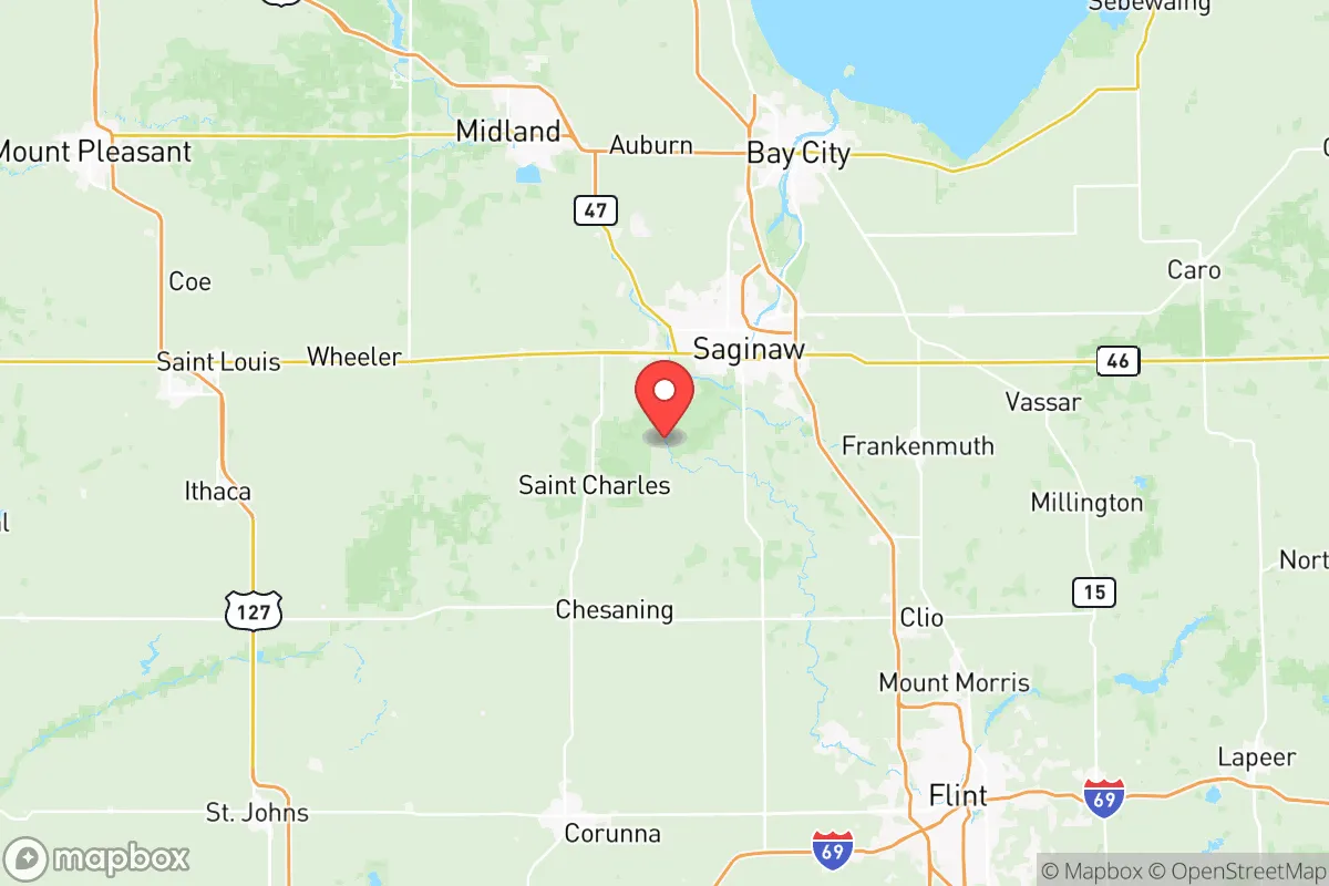 Map centered at 43.3350, -84.0533