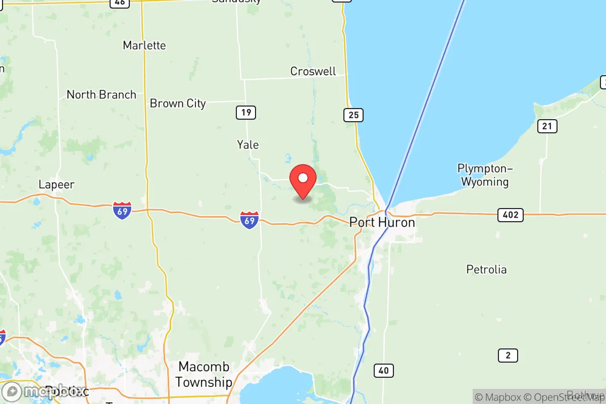 Map centered at 43.0162, -82.6483