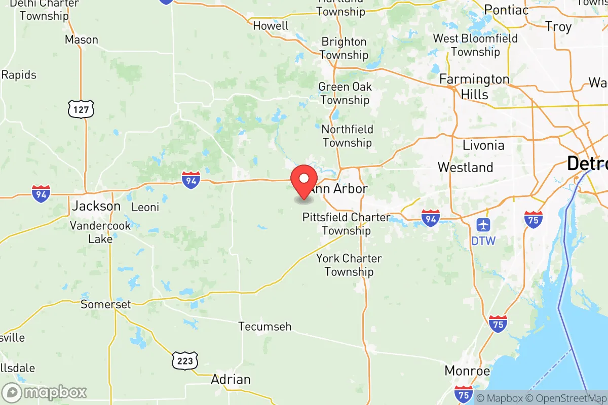Map centered at 42.2532, -83.8388