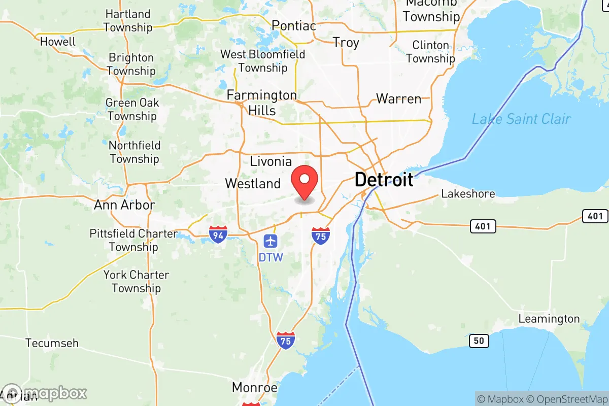 Map centered at 42.2848, -83.2614