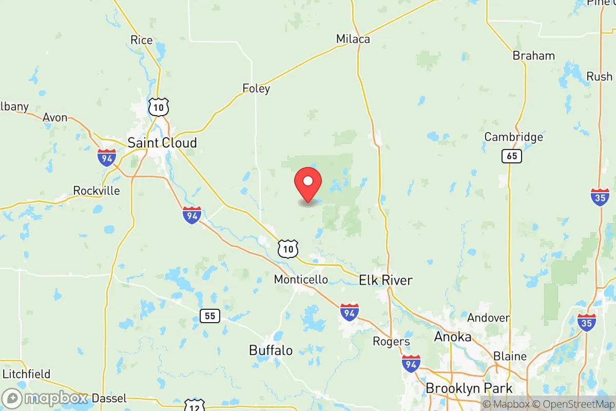 Map centered at 45.4440, -93.7746