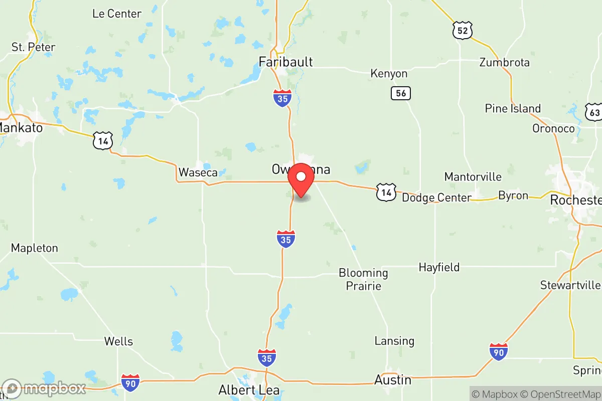Map centered at 44.0222, -93.2261