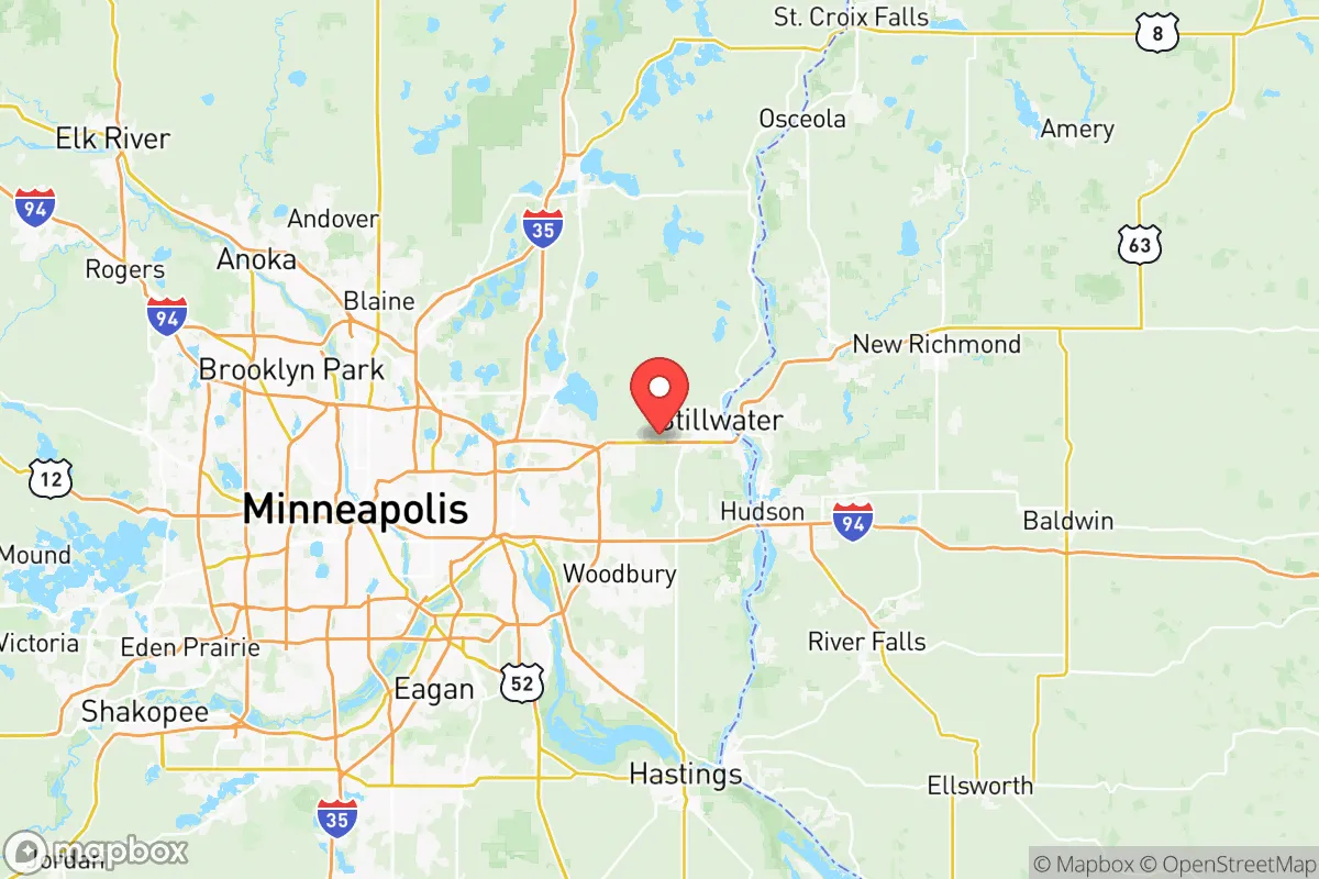 Map centered at 45.0385, -92.8838