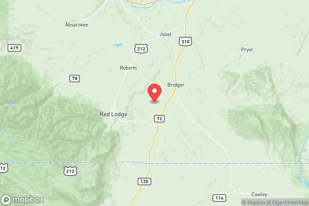 Map centered at 45.2276, -109.0279
