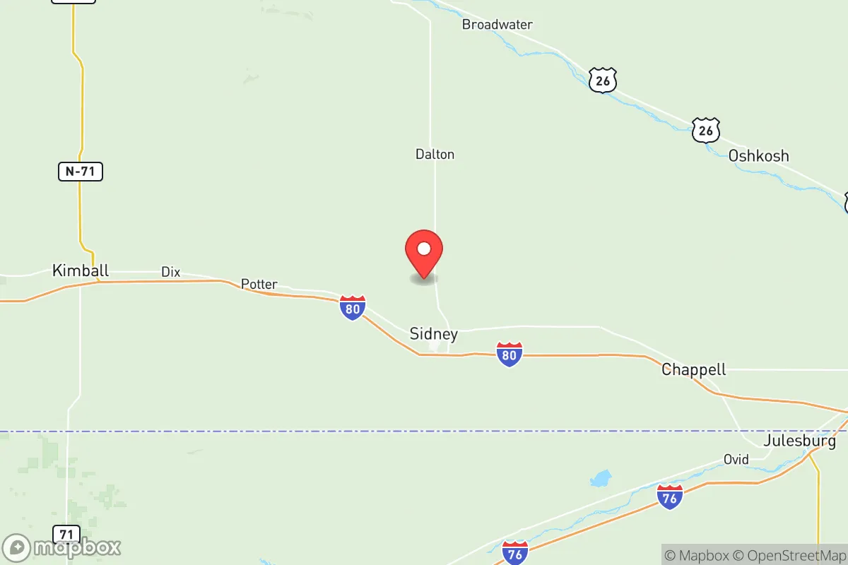 Map centered at 41.2197, -102.9950