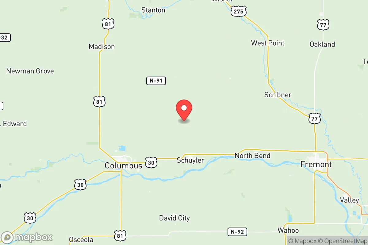 Map centered at 41.5739, -97.0865