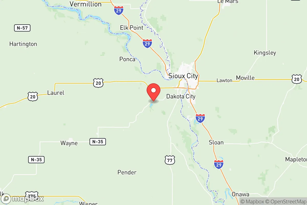 Map centered at 42.3911, -96.5645