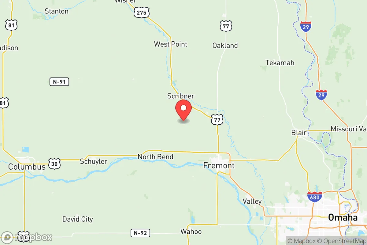 Map centered at 41.5778, -96.6539