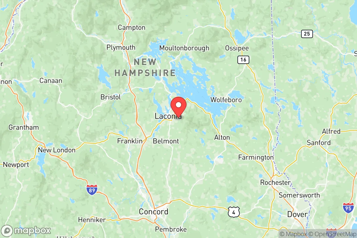 Map centered at 43.5179, -71.4225