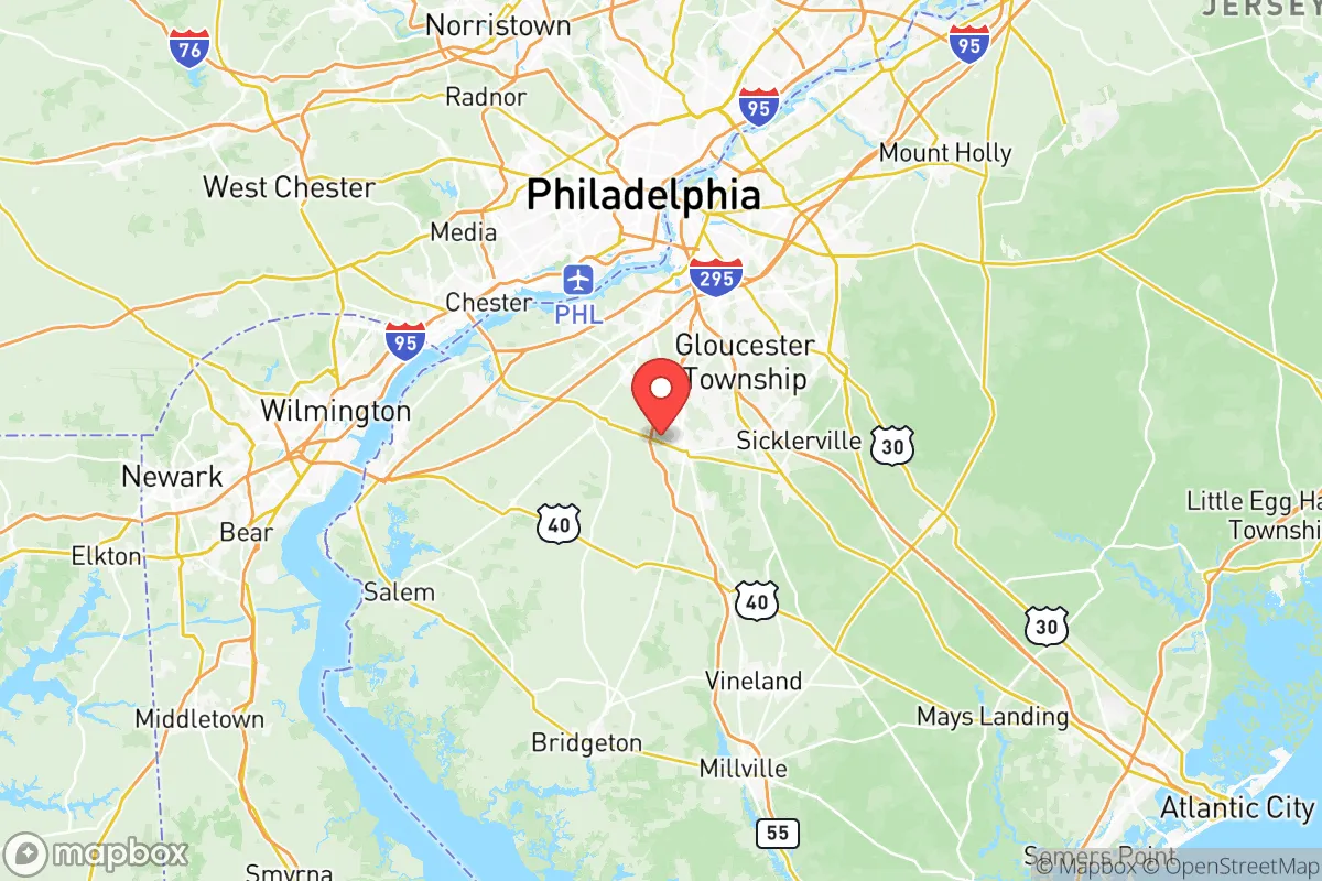 Map centered at 39.7172, -75.1412