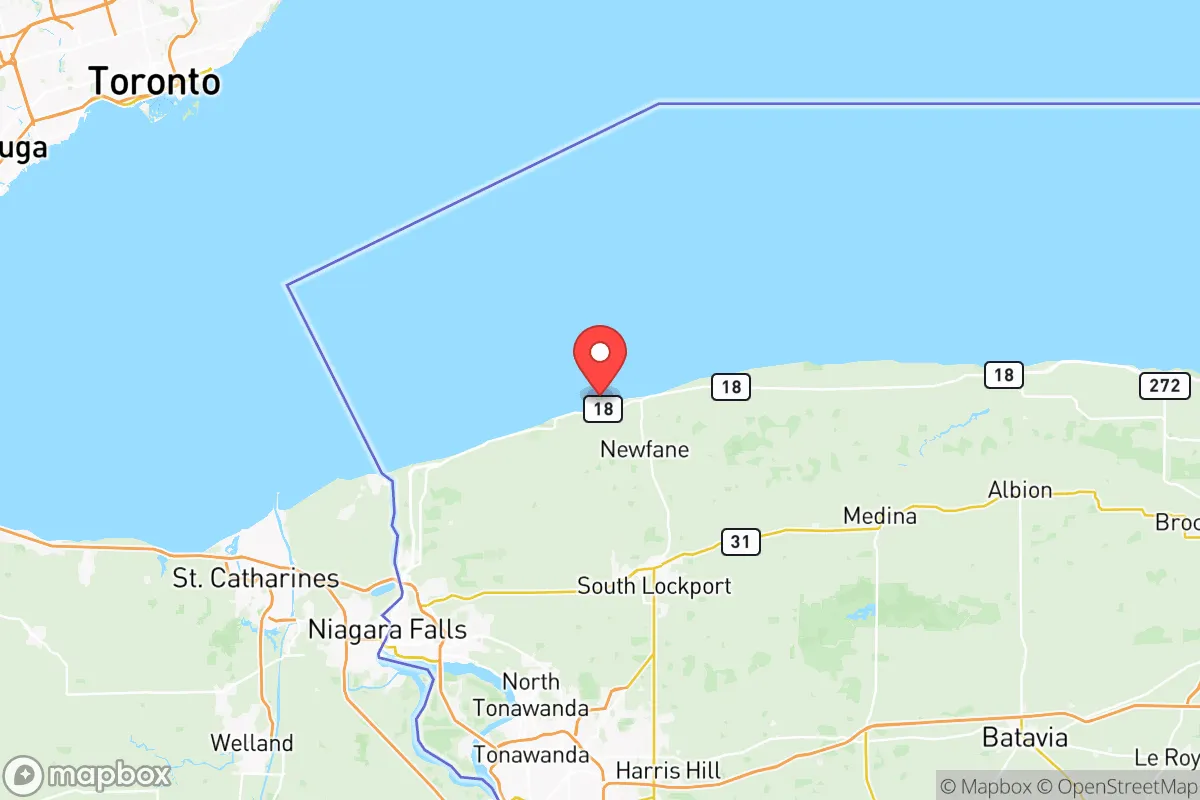 Map centered at 43.3359, -78.7709