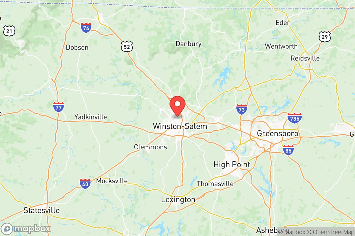 Map centered at 36.1306, -80.2564