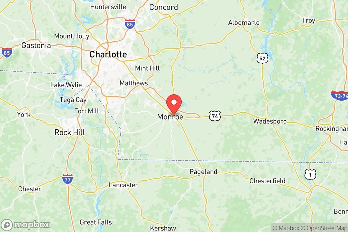 Map centered at 34.9883, -80.5308