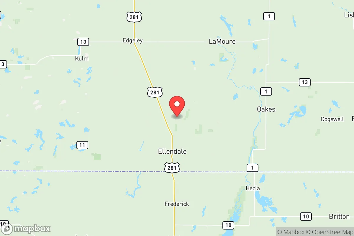 Map centered at 46.1103, -98.5047