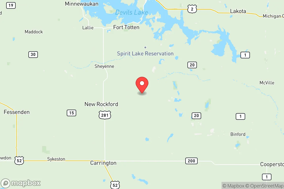 Map centered at 47.7177, -98.9016