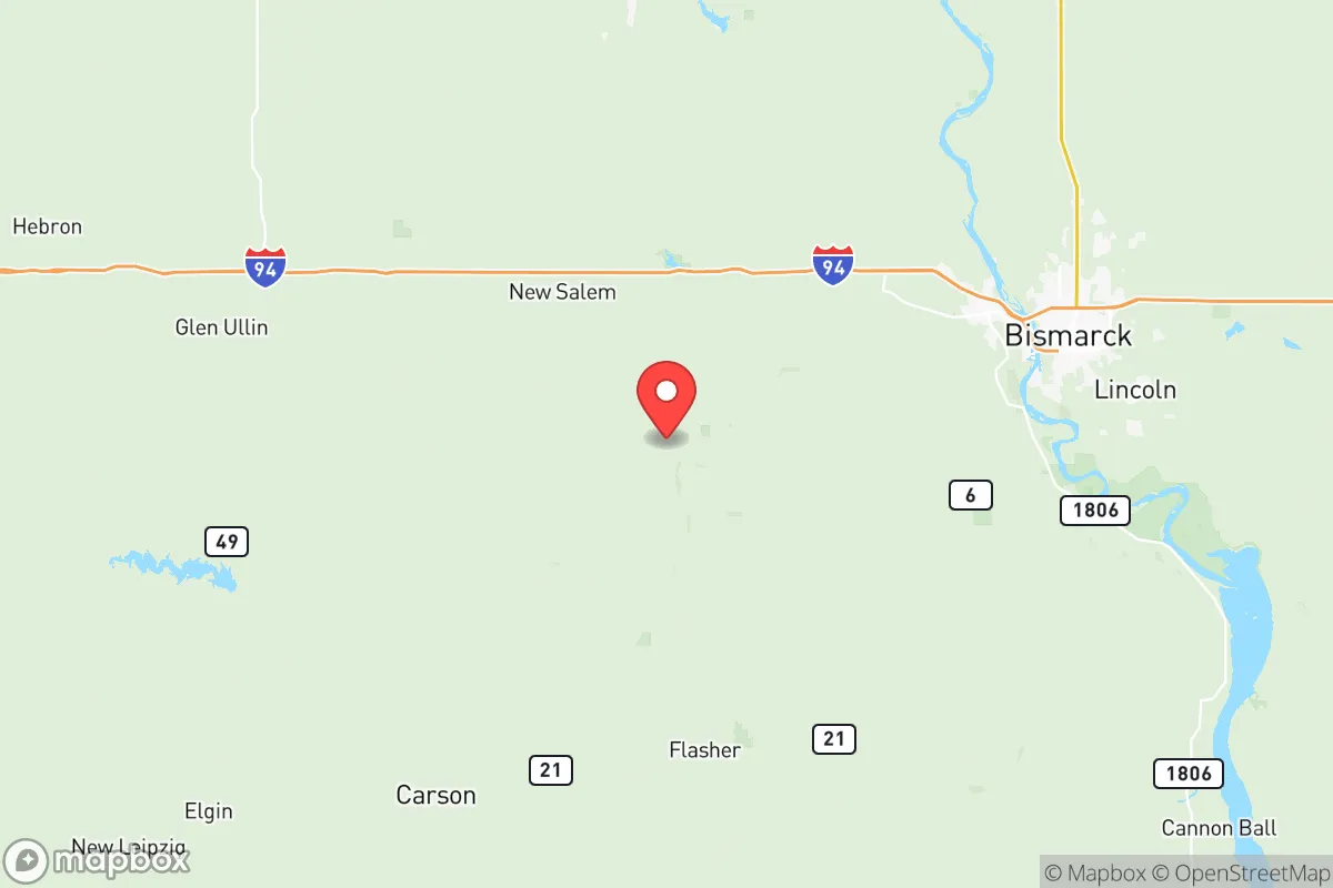 Map centered at 46.7162, -101.2798