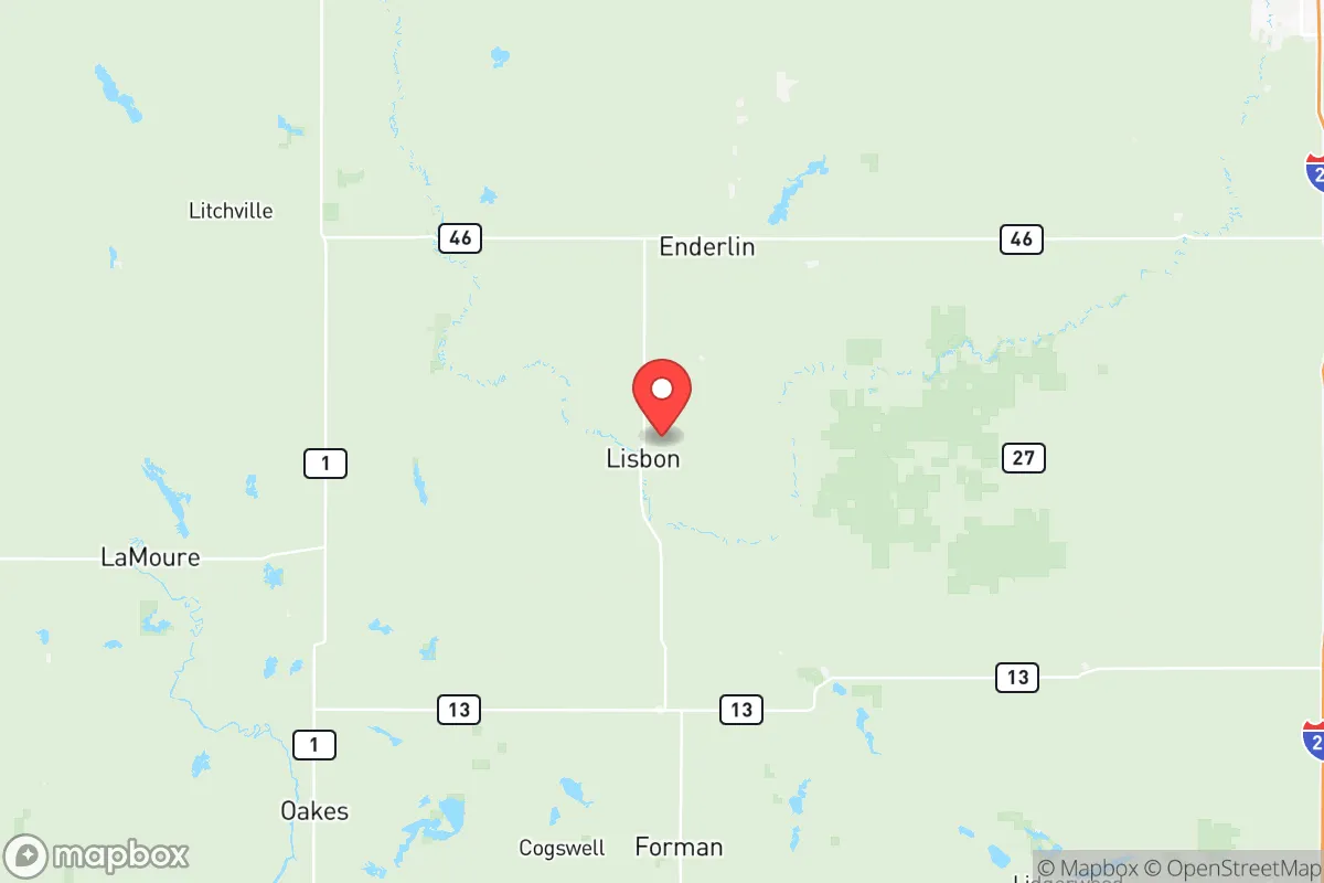Map centered at 46.4562, -97.6574