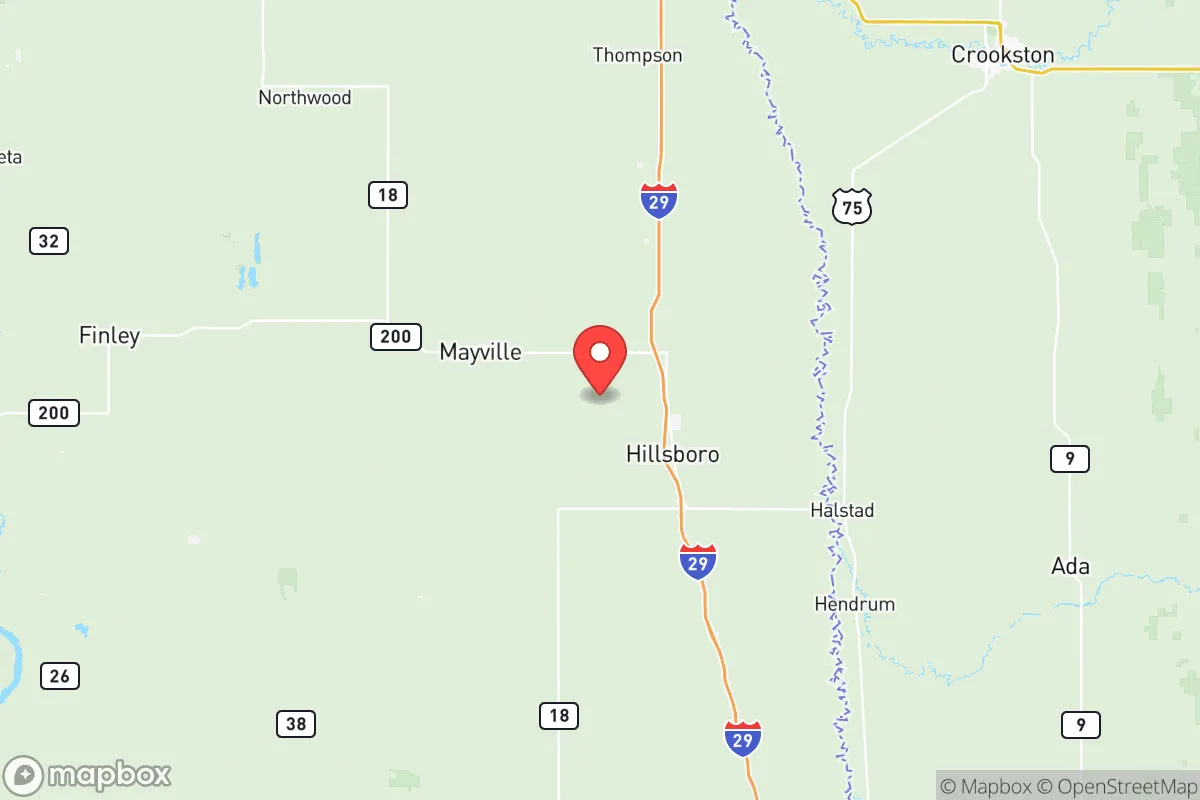 Map centered at 47.4540, -97.1615