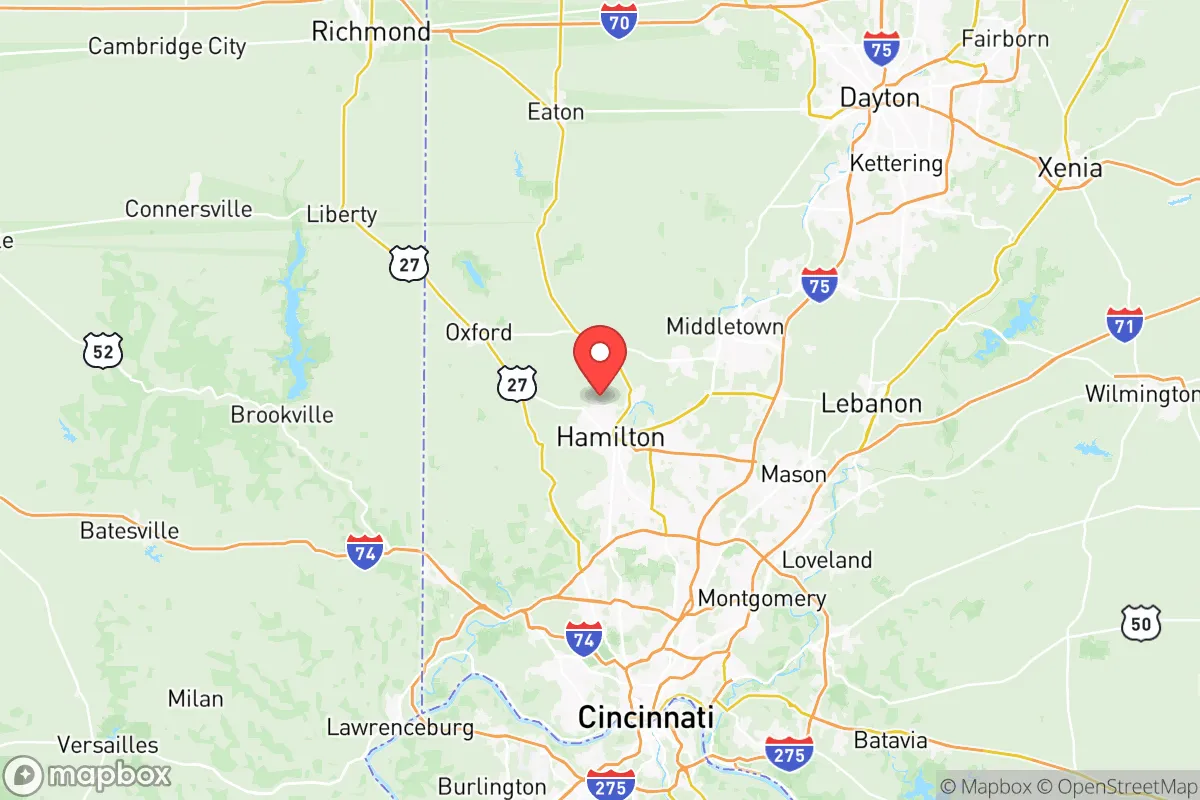 Map centered at 39.4386, -84.5756