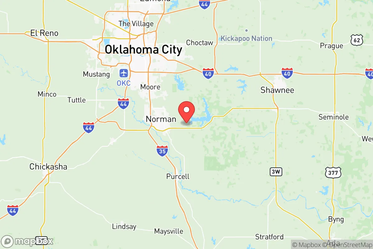 Map centered at 35.2029, -97.3263