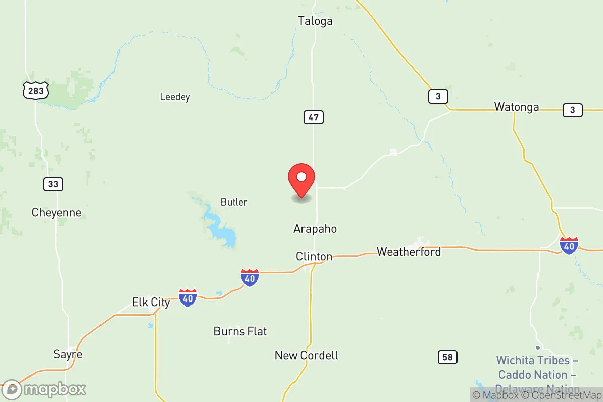 Map centered at 35.6389, -99.0015