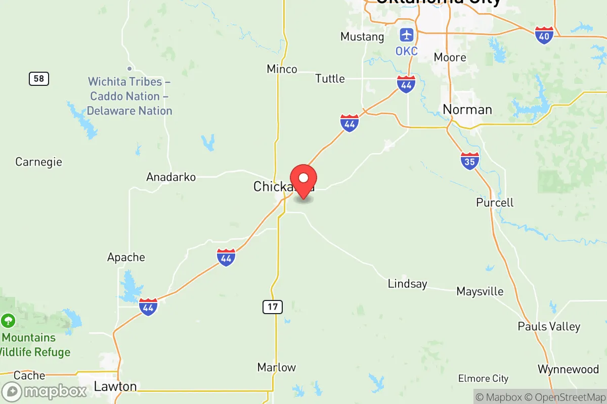 Map centered at 35.0166, -97.8841