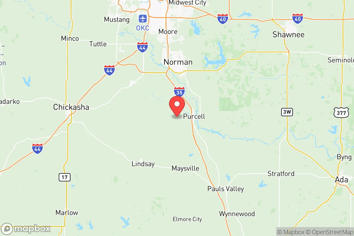 Map centered at 35.0093, -97.4440