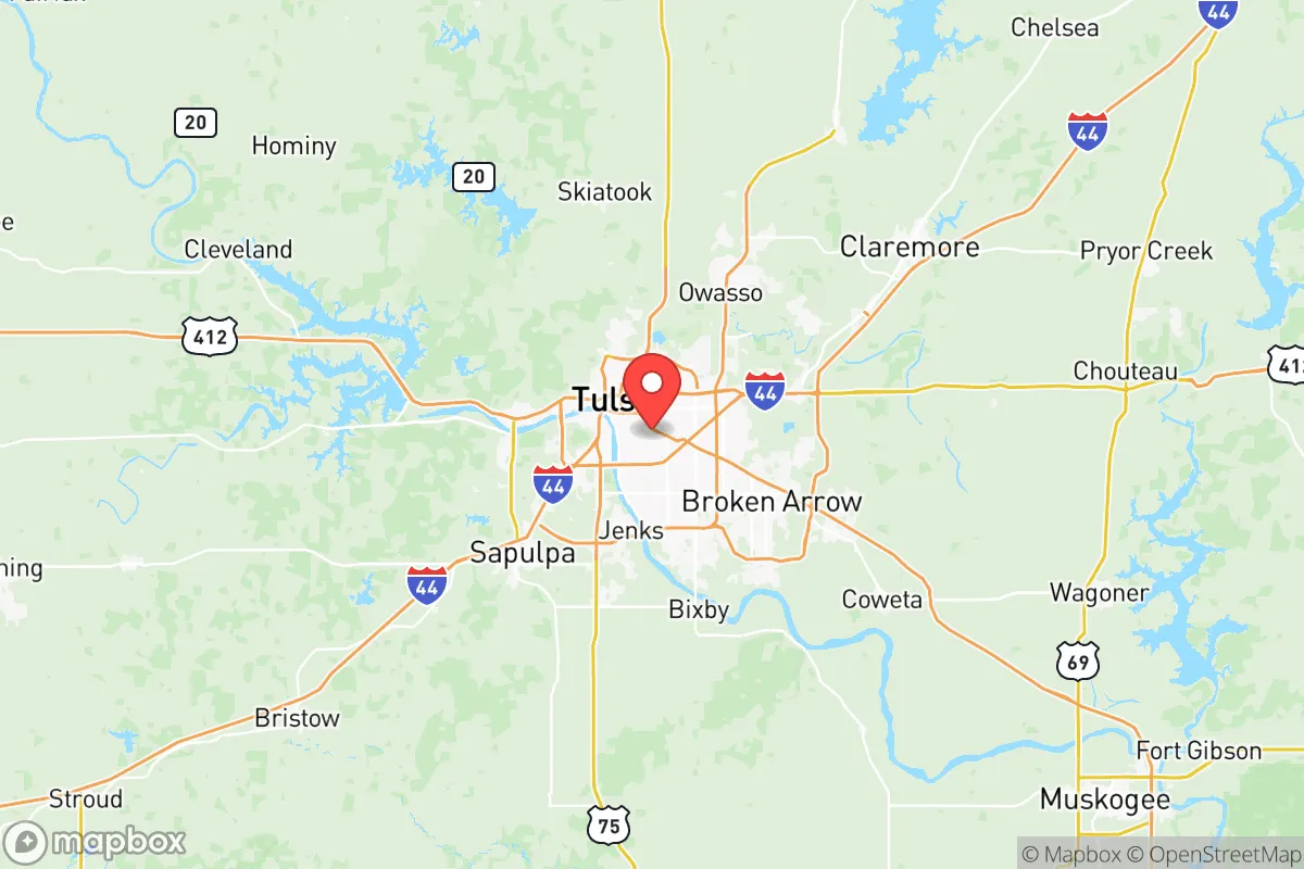 Map centered at 36.1209, -95.9415