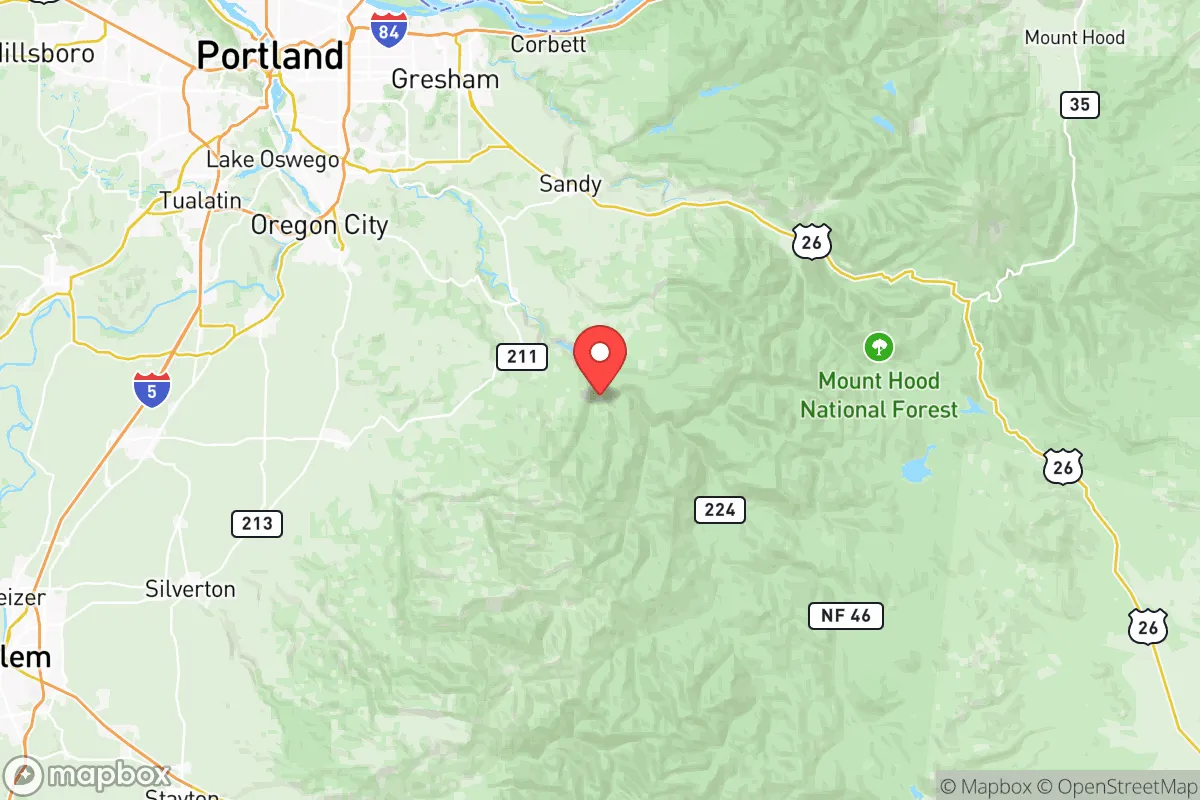 Map centered at 45.1880, -122.2207