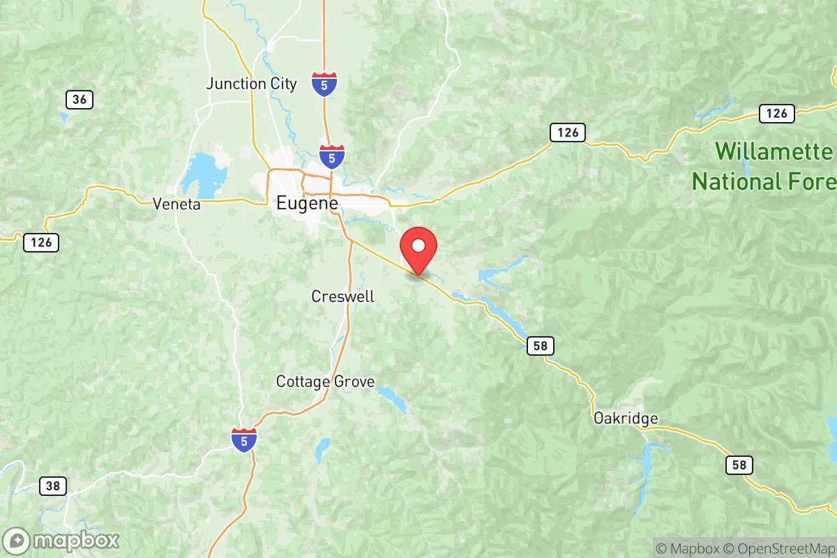 Map centered at 43.9426, -122.8753