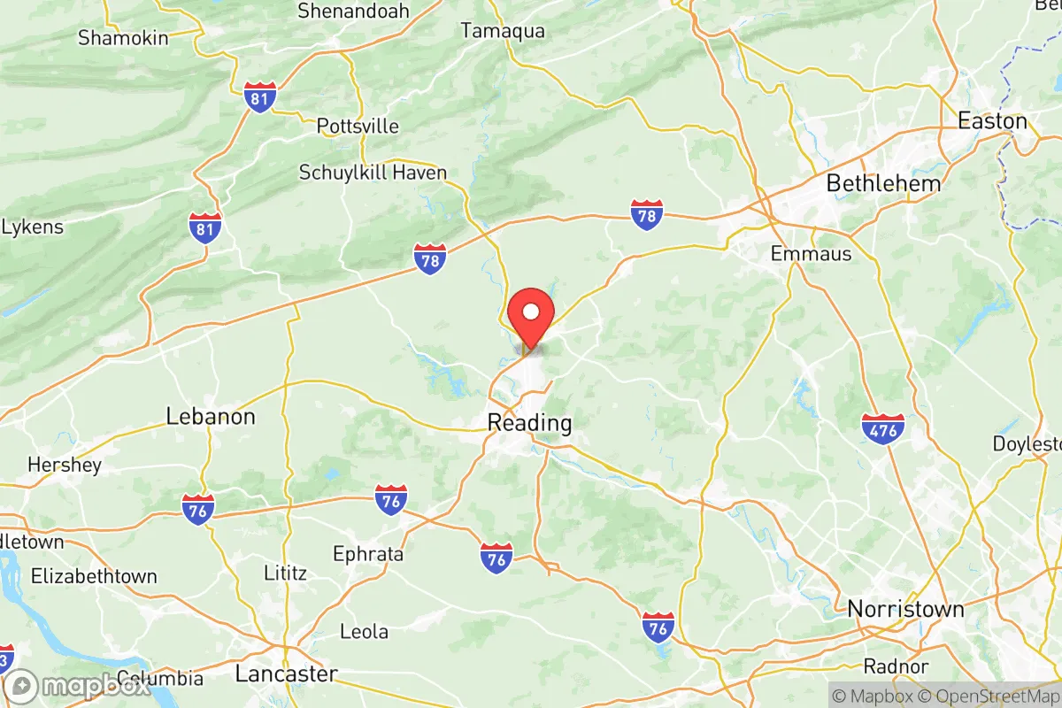 Map centered at 40.4163, -75.9259