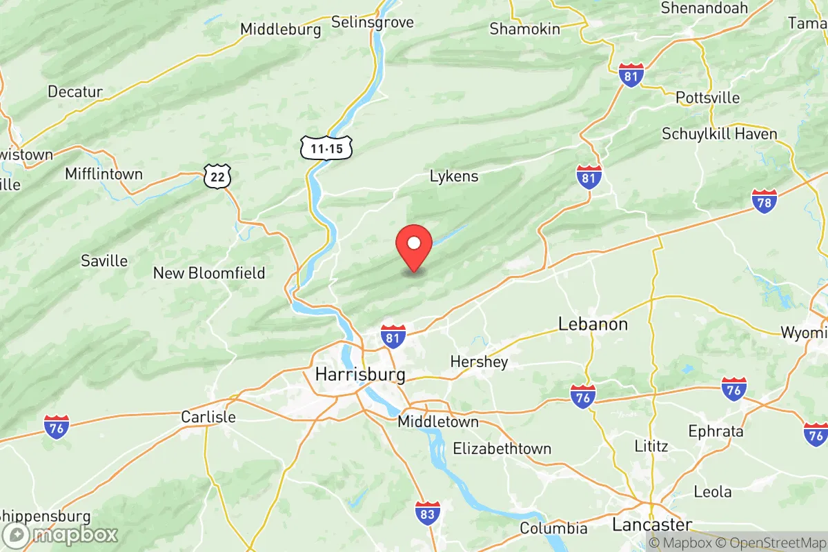 Map centered at 40.4152, -76.7794