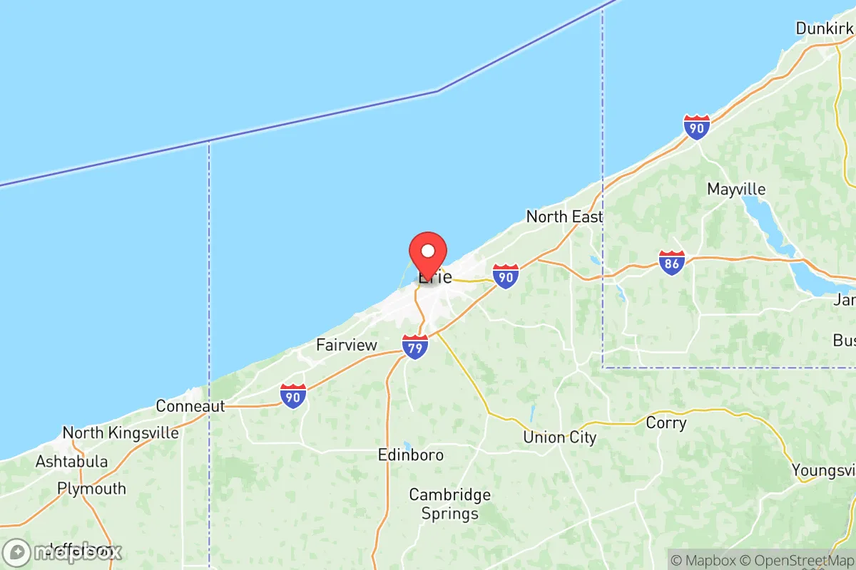 Map centered at 42.1173, -80.0982
