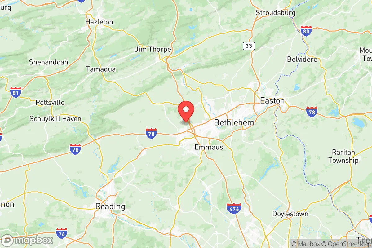Map centered at 40.6127, -75.5922