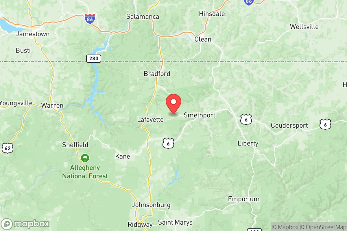 Map centered at 41.8077, -78.5691