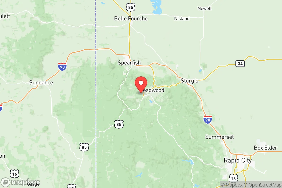 Map centered at 44.3584, -103.7922
