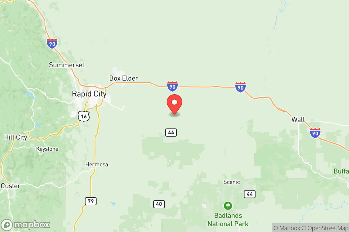 Map centered at 44.0049, -102.8242