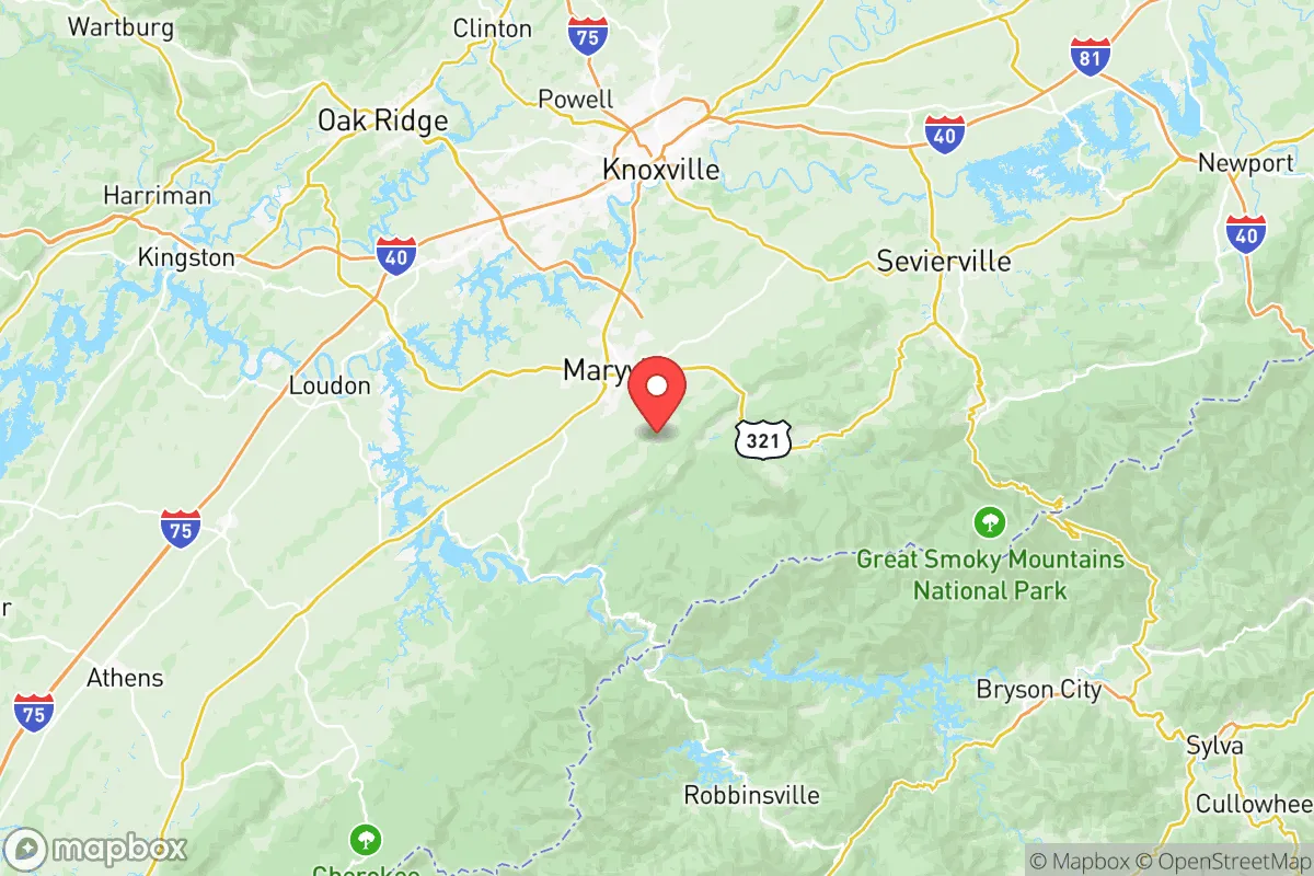 Map centered at 35.6872, -83.9255