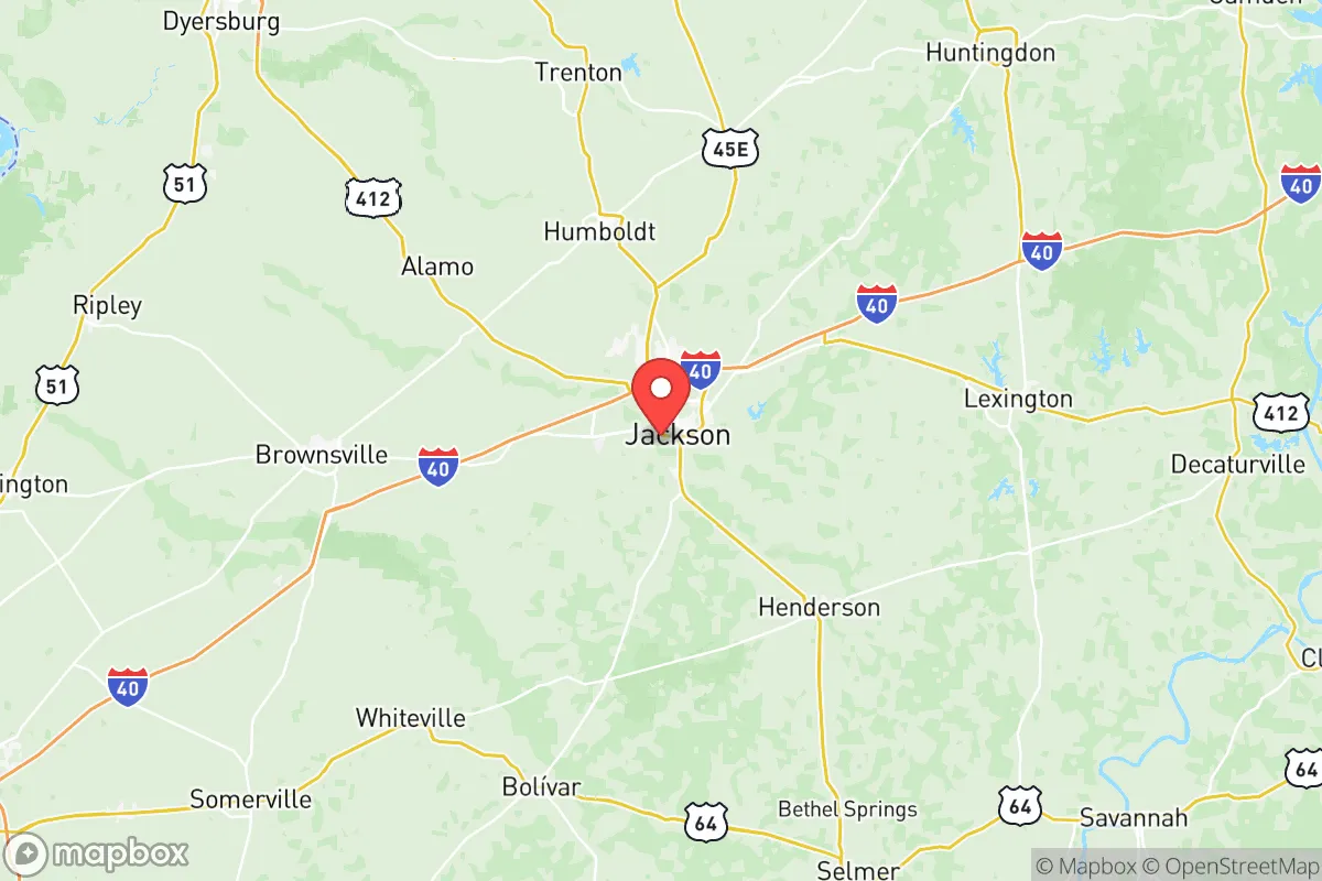 Map centered at 35.6081, -88.8386