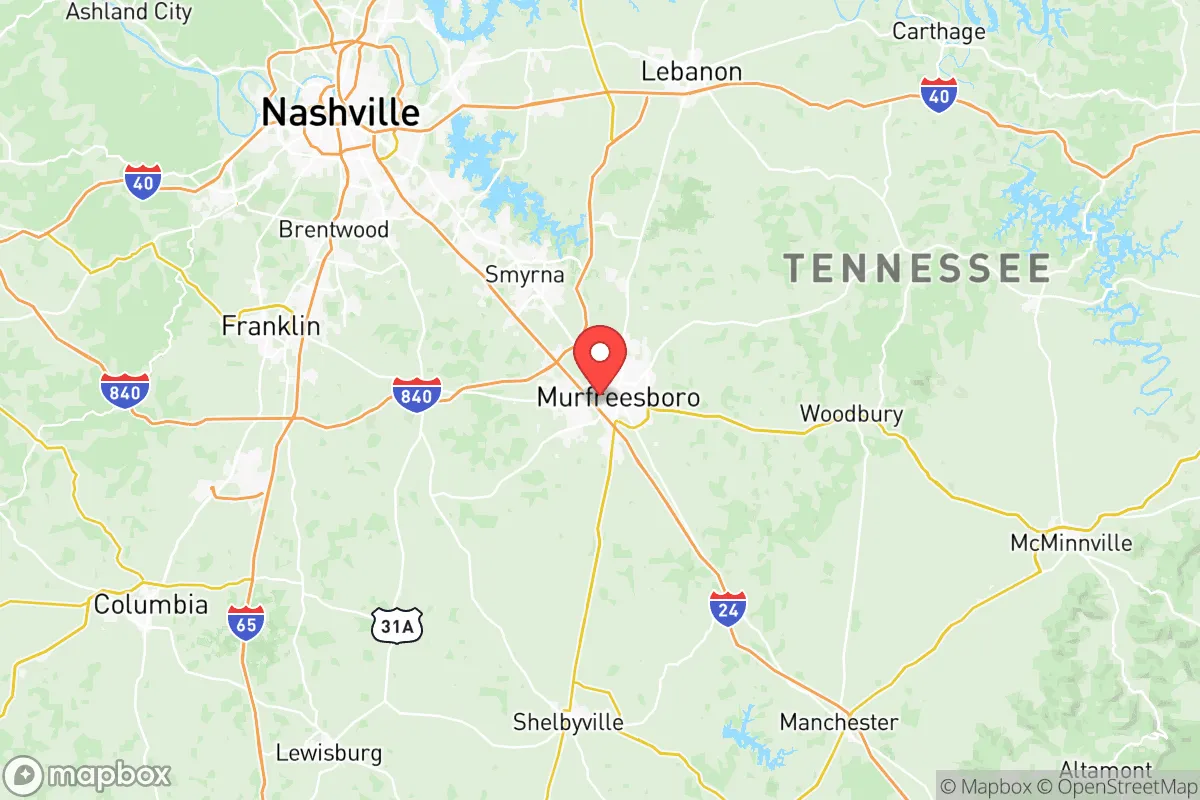 Map centered at 35.8426, -86.4167