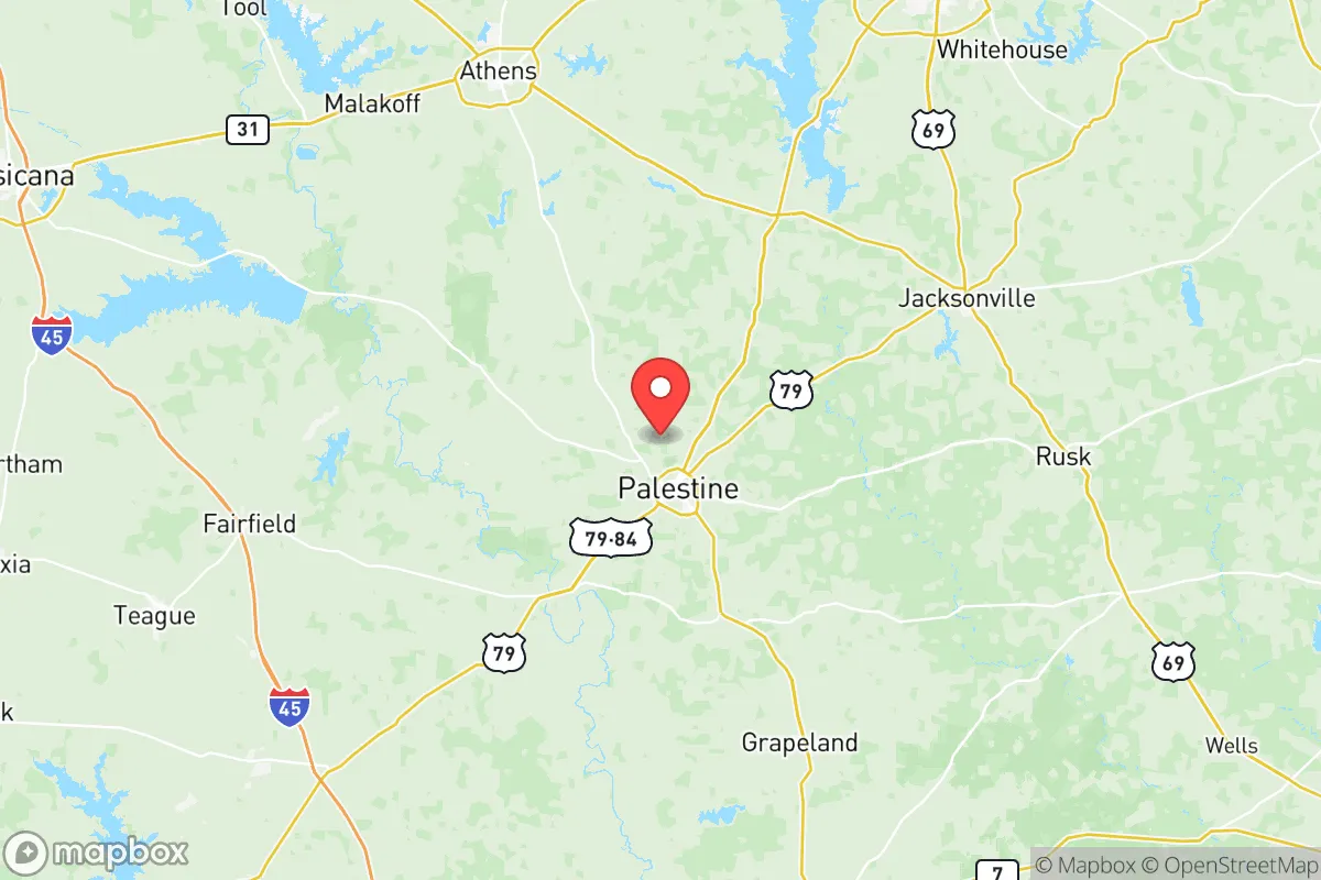 Map centered at 31.8132, -95.6524