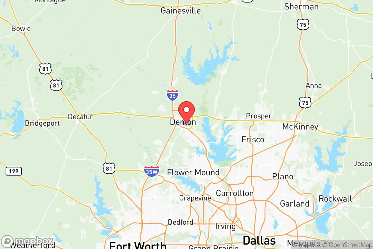 Map centered at 33.2055, -97.1168
