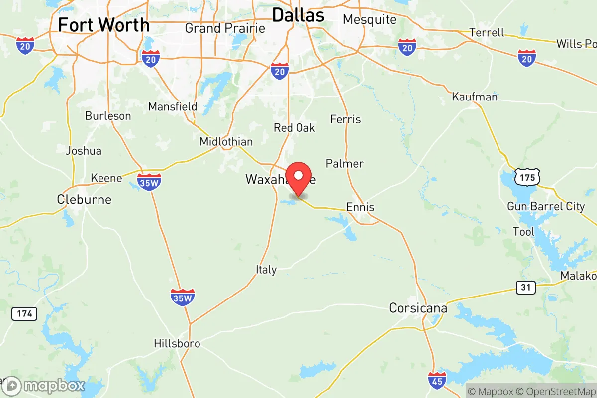 Map centered at 32.3484, -96.7947